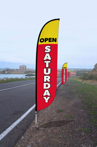 Open Saturday Feather Flag