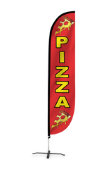 Pizza Slices Feather Flag Red