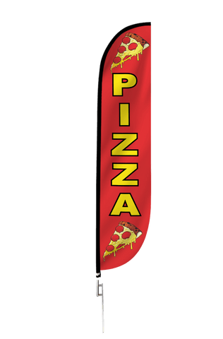Pizza Slices Feather Flag Red