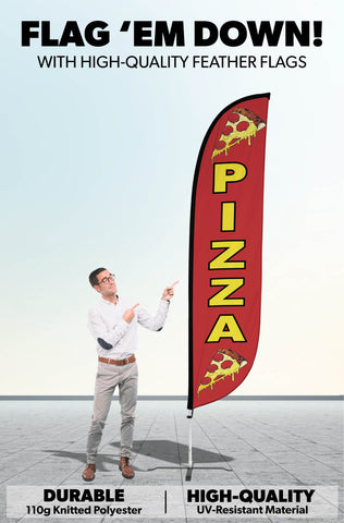 Pizza Slices Feather Flag Red