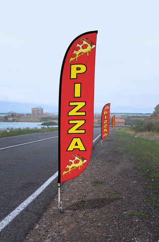Pizza Slices Feather Flag Red