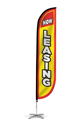 Now Leasing Feather Flag Yellow & Red
