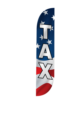 Tax Feather Flag - American Flag Design: Red, White & Blue