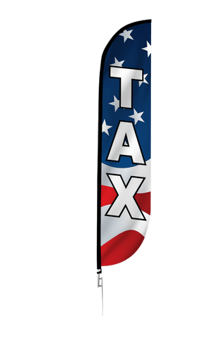 Tax Feather Flag - American Flag Design: Red, White & Blue
