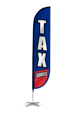 Tax Services Feather Flag in Blue & Red