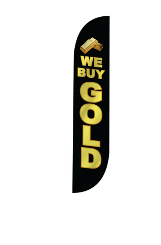 We Buy Gold Feather Flag Black