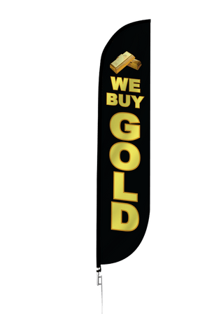 We Buy Gold Feather Flag Black