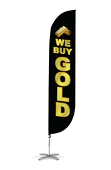 We Buy Gold Feather Flag Black