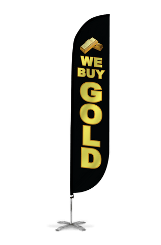 We Buy Gold Feather Flag Black