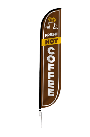 Fresh Hot Coffee Feather Flag
