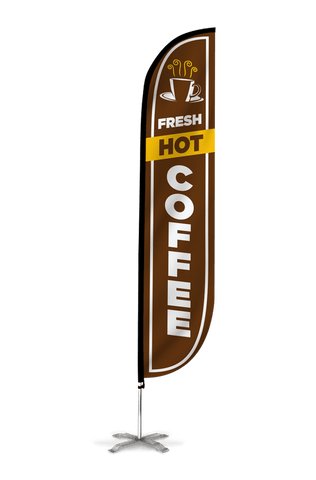 Fresh Hot Coffee Feather Flag