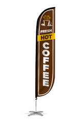 Fresh Hot Coffee Feather Flag