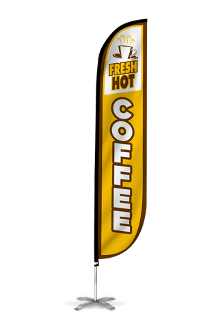 Fresh Hot Coffee Feather Flag
