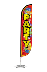 Party Feather Flag with Balloons