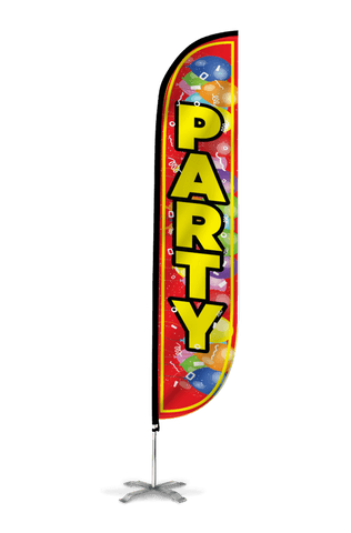 Party Feather Flag with Balloons