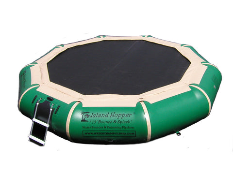 13 Foot Island Hopper Bounce N Splash Water Trampoline in Natural Green