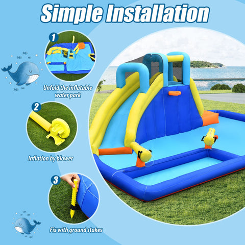 6-in-1 Inflatable Water Slide Jumping House without Blower by Costway