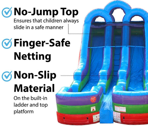 Buy 15' Retro Rainbow Double Bay Inflatable Water Slide with Blower