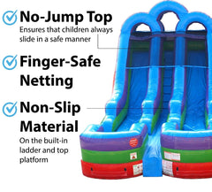 15' Retro Rainbow Double Bay Inflatable Water Slide with Blower