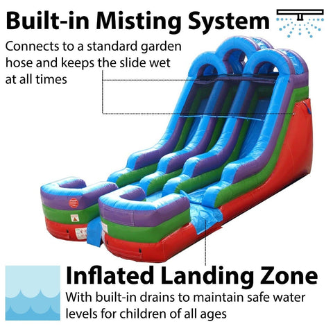 Buy 15' Retro Rainbow Double Bay Inflatable Water Slide with Blower