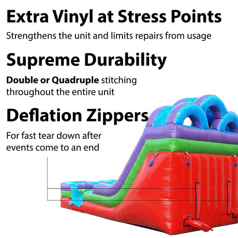 Sale on 15' Retro Rainbow Double Bay Commercial Inflatable Water Slide with Blower