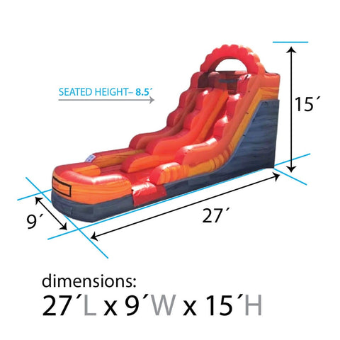 Sale on 15' Fire Marble Commercial Water Slide with Blower