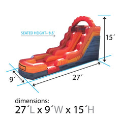 15' Fire Marble Inflatable Water Slide with Blower