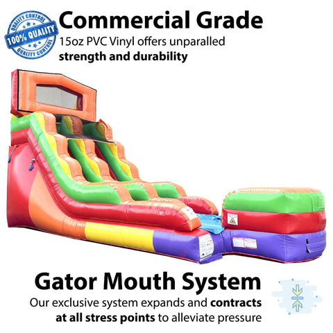 15' Tall Rainbow Modular Wet / Dry Inflatable Slide with Blower