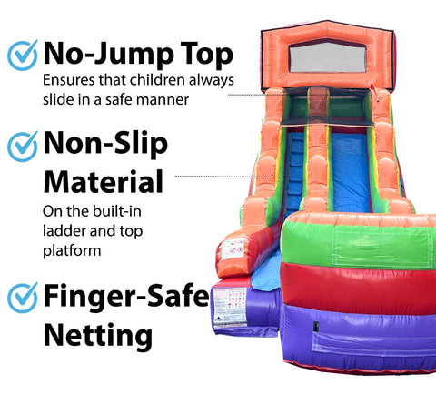 15' Tall Rainbow Modular Wet / Dry Inflatable Slide with Blower
