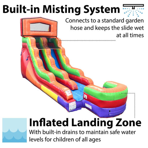 15' Tall Rainbow Modular Wet / Dry Inflatable Slide with Blower