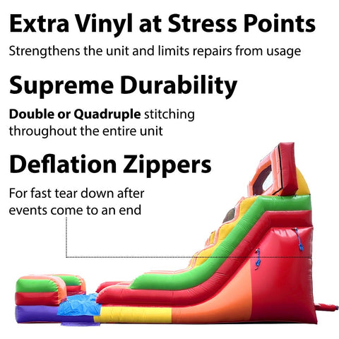 15' Tall Rainbow Modular Wet / Dry Inflatable Slide with Blower