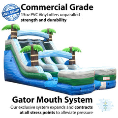 15' Tropical Marble Double Bay Inflatable Water Slide with Blower