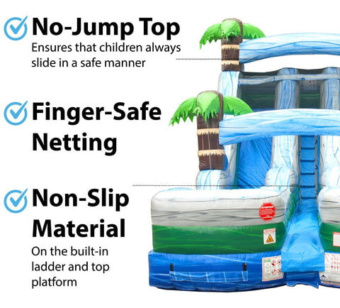 15' Tropical Marble Double Bay Inflatable Water Slide with Blower
