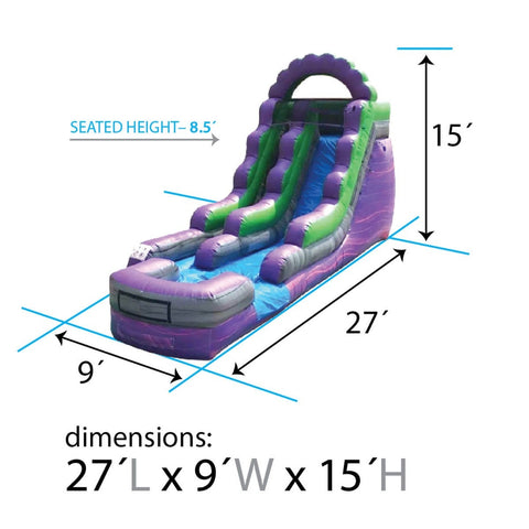 Sale on 15' Purple Marble Commercial Inflatable Water Slide with Blower