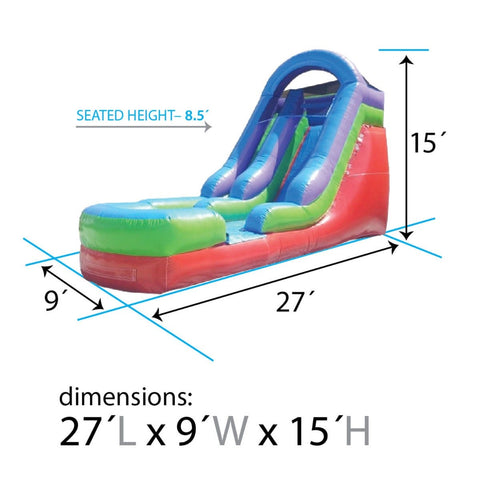 Sale on 15' Retro Rainbow Commercial Water Slide with Blower