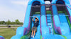 Image of 15' Retro Rainbow Double Bay Inflatable Water Slide with Blower