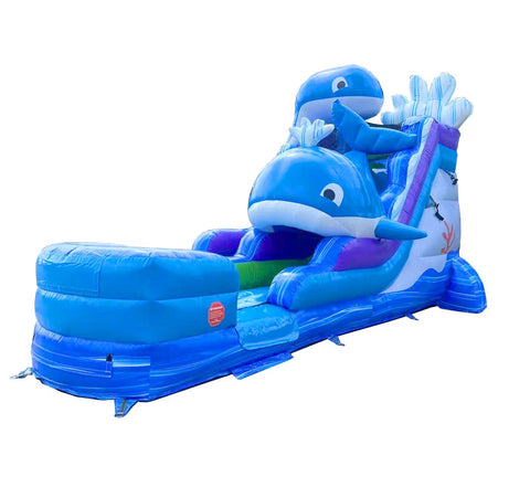 15' Foot Inflatable Water Slide - Whale with Blower