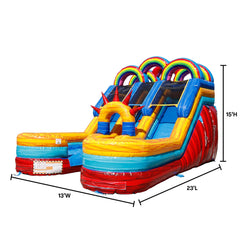 18′H Inflatable Double Lane Water Slide by Ultimate Jumpers