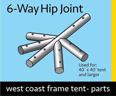 6 Way Hip Joint for West Coast Frame Tent, Single Tube