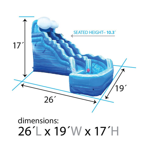 Sale on 17' Blue Marble Wave Curved Commercial Water Slide with Blower