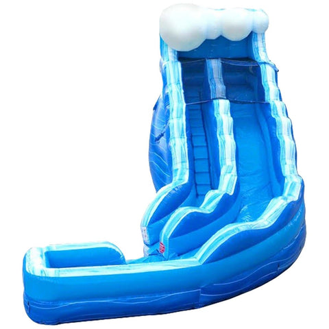 17' Blue Marble Wave Curved Inflatable Water Slide with Blower