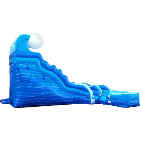 Save on 17' Blue Marble Wave Curved Commercial Inflatable Water Slide with Blower