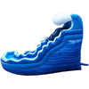 Image of Save on 17' Blue Marble Wave Curved Inflatable Water Slide with Blower