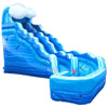 Image of Save on 17' Blue Marble Wave Curved Commercial Water Slide with Blower