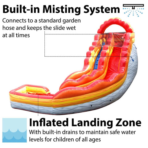 17' Fire Marble Curved Inflatable Water Slide with Blower