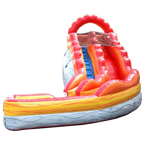 17' Fire Marble Curved Inflatable Water Slide with Blower