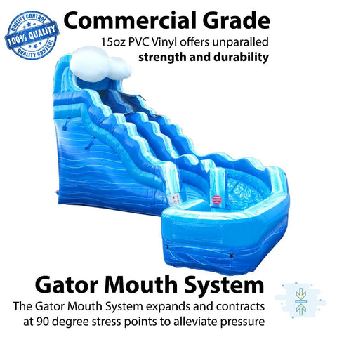 Buy 17' Blue Marble Wave Curved Commercial Inflatable Water Slide with Blower