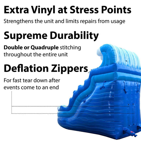 Sale on 17' Blue Marble Wave Curved Commercial Inflatable Water Slide with Blower