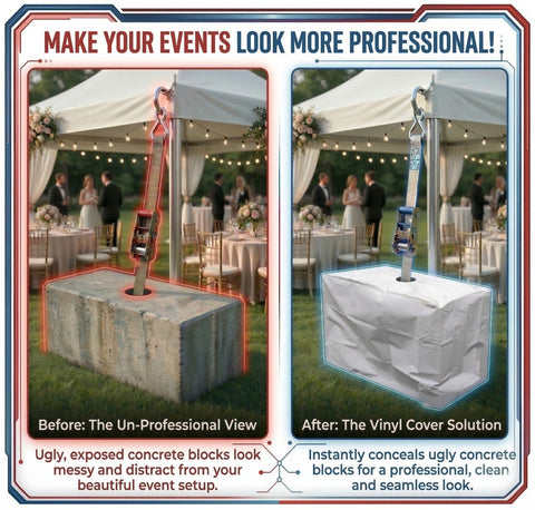 1750 lb Tent Ballast Vinyl Block Cover - 21" x 41" x 30.5", White