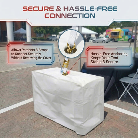1750 lb Tent Ballast Vinyl Block Cover - 21" x 41" x 30.5", White
